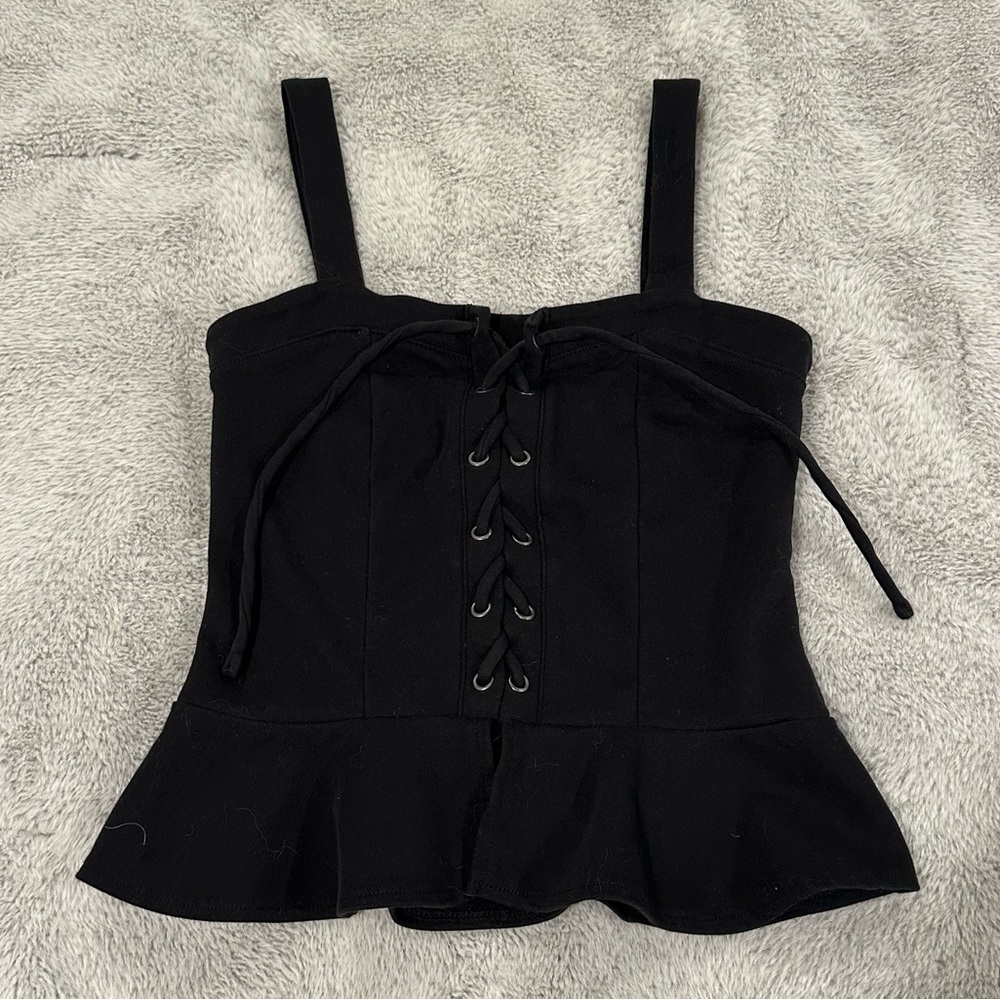 Aeropostale Black Front Tie Up Strappy Shirt with Flowy bottom